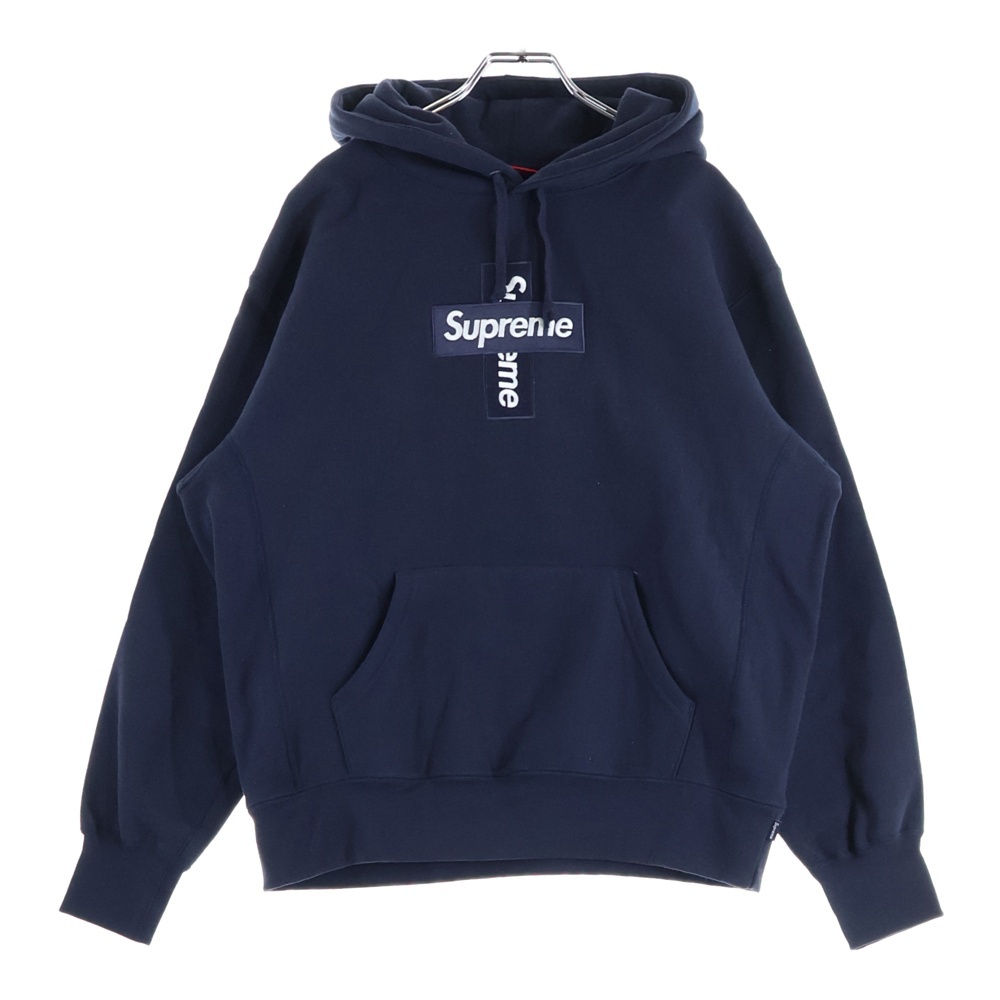 20AW Cross Box Logo Hooded Sweatshirt クロスボックスロゴ フーディ プルオーバースウェットパーカー フーディ ネイビー Aランク