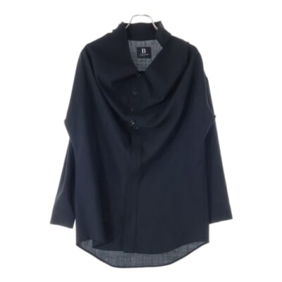 Wool Gabardine Shirt 変形ウールギャバジン長袖シャツ ブラック NC-B61-130 Aランク