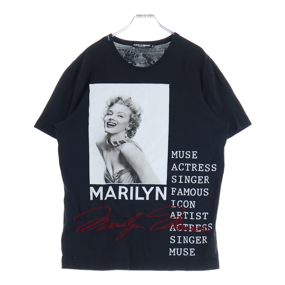 MARILYN MONROE T-SHIRT G8BAZ マリリンモンロー プリントクルーネック半袖Tシャツカットソー ブラック Bランク