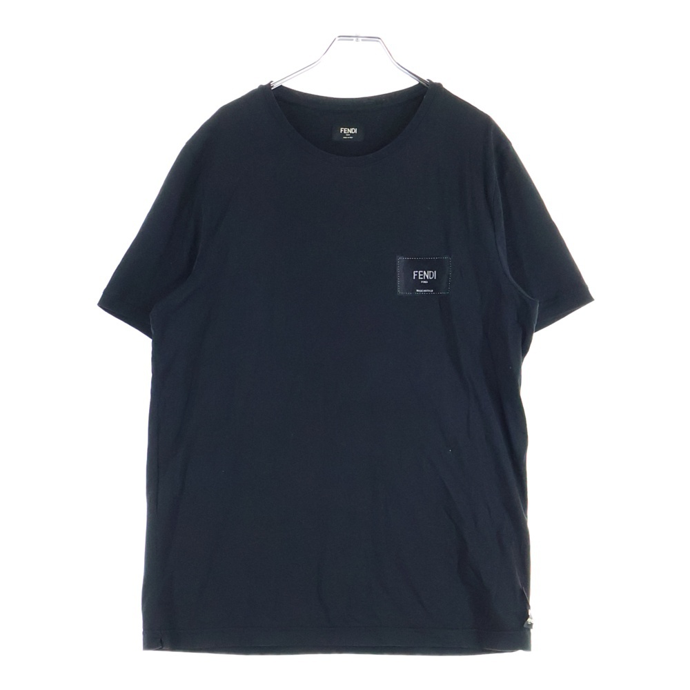 22SS Logo Patch Tee FY0894 A9RL フロントロゴパッチクルーネック半袖Tシャツカットソー ブラック Aランク
