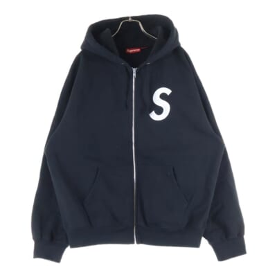 24AW S LOGO ZIP UP HOODIE SWEATSHIRT Sロゴジップアップパーカー フーディ ブラック Bランク