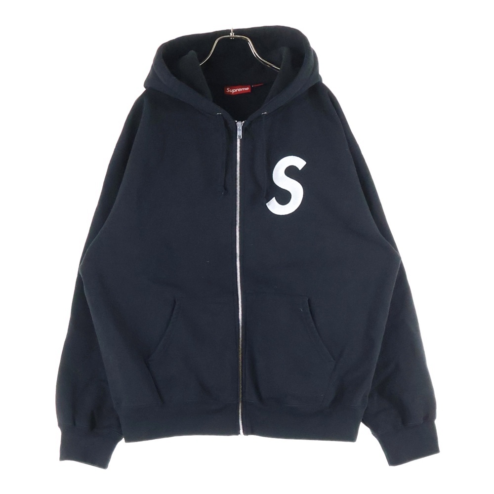 24AW S LOGO ZIP UP HOODIE SWEATSHIRT Sロゴジップアップパーカー フーディ ブラック Bランク