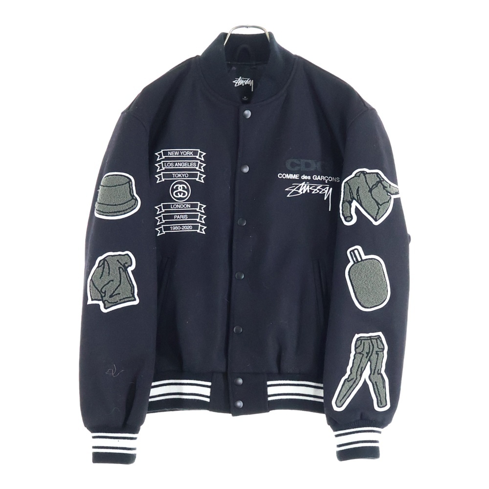 20SS × COMME des GARCONS 40th Anniversary Varsity Jacket コムデギャルソン 40周年記念 バーシティジャケット スタジャン ブルゾン ブラック 115551 Aランク