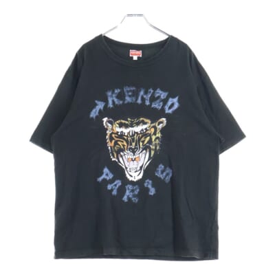 Drawn Varsity タイガー グラフィックプリント クルーネック半袖Tシャツカットソー ブラック FE55TS274 Bランク