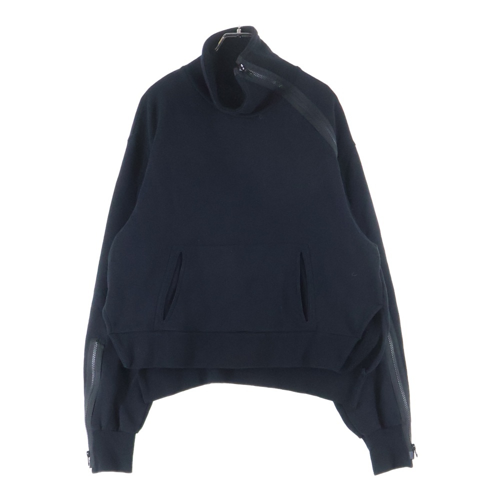 FLEECY LINING B/ZIP SLV P EMBROIDERY NR-T71-080 アームジップ バック刺繍ロゴ ハイネックスウェットトレーナー ブラック Bランク