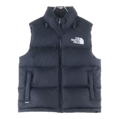 RETRO NUPTSE VEST NF0A3XEP フロントワンポイントロゴ刺繍 ジップアップダウンベスト ブラック Bランク