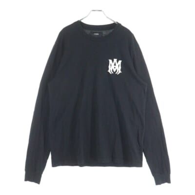 Back Logo L/S TEE AMJYTE1276 バックロゴプリント クルーネック長袖Tシャツカットソー ロンT ブラック Aランク
