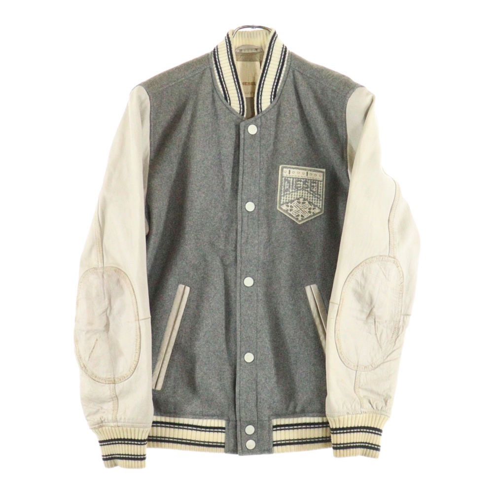 フロントロゴワッペン刺繍 スタジアムジャケット スタジャン グレー Bランク