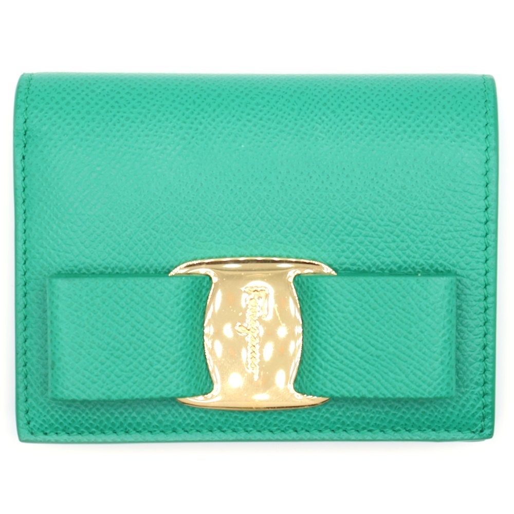 フェラガモ ヴァラリボン 二つ折り レザー コンパクトウォレット 財布