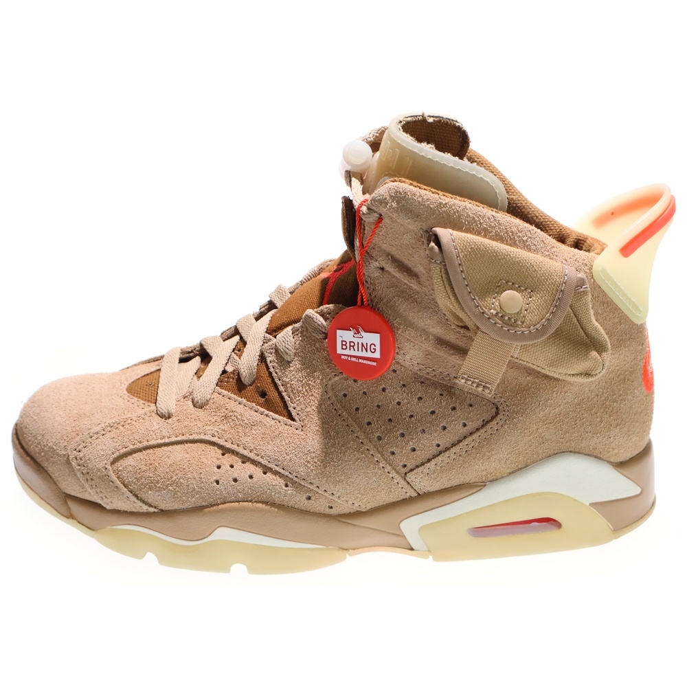 ×TRAVIS SCOTT AIR JORDAN 6 RETRO SP BRITISH KAHKI DH0690-200 トラヴィススコット エアジョーダン6 ハイカットスニーカー ベージュ US8.5/26.5cm Bランク