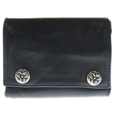 3FOLD 3フォールド ケルティックボタン  レザーウォレット 財布 ブラック BCA364 Bランク