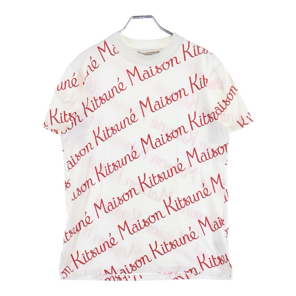 総柄 ロゴプリント 半袖Tシャツ カットソー ホワイト FW17M725 Aランク