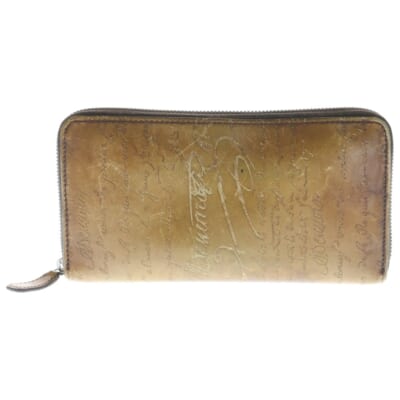 カリグラフィ イタウバ ロングジップウォレット ブラウン レザー 長財布 Bランク