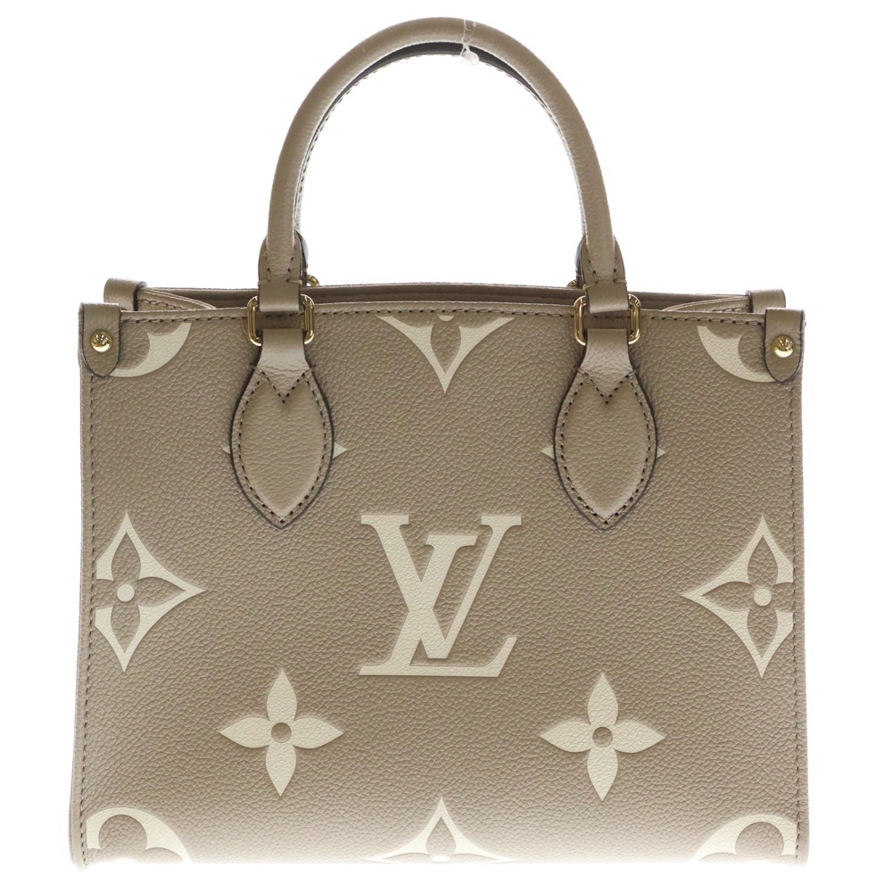 モノグラムアンプラント オンザゴーPM トゥルトレール クレーム 2WAY レザーハンドバッグ ショルダーバッグ ベージュ M45779 Sランク