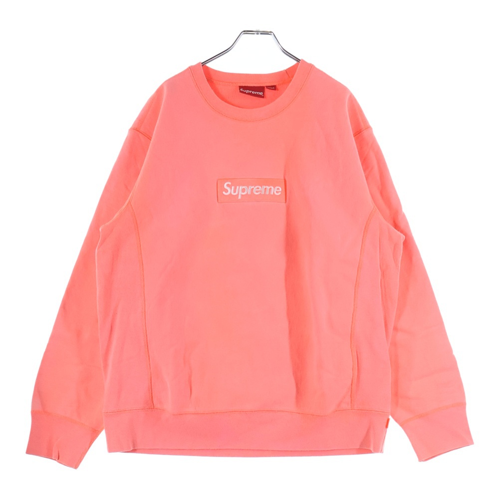 18AW Box Logo Crewneck ボックスロゴ 刺繍 クルーネック プルオーバースウェット トレーナー ピンク Bランク