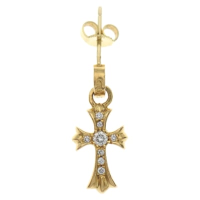 22K BBY F PPRCHN P/DIA ベイビーファットクロス ドロップピアス PAVEダイヤ ゴールド Bランク