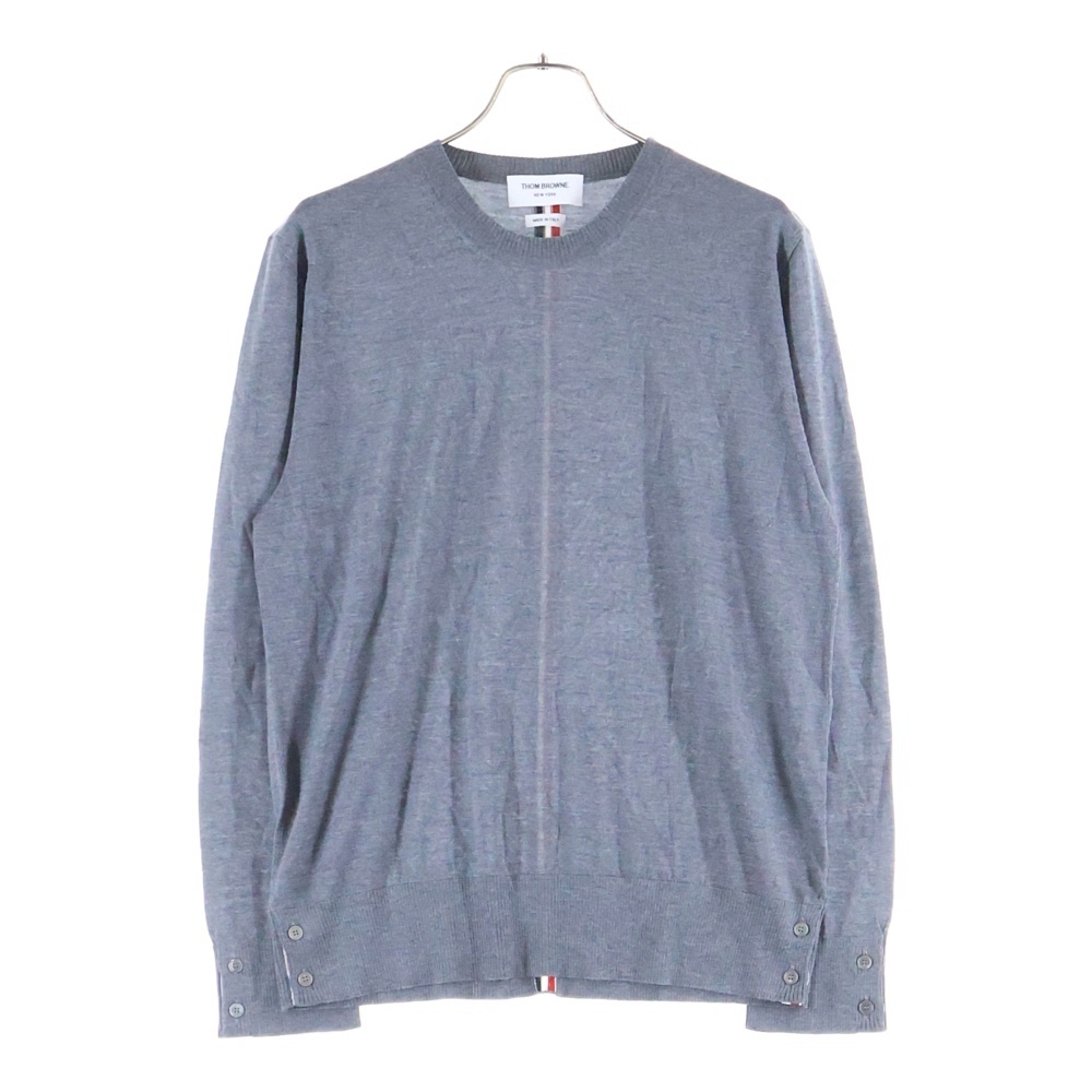 り*ー様 THOMBROWNE トムブラウン カシミヤニット ダークグレー THOM BROWNE - THOM BROWNE トムブラウン クルーネックニット ウール