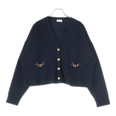 トリオンフボタン カシミヤ Vネックカーディガン ニット ブラック 2A87T317V Bランク