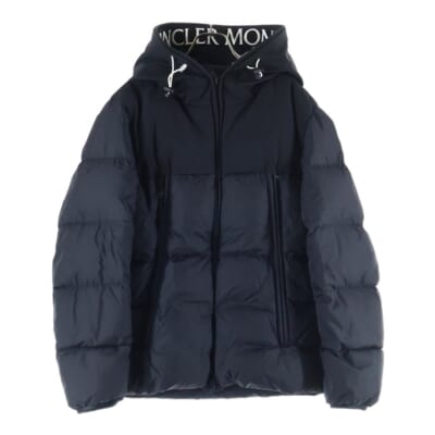 18AW MONTCLAR モンクラー ワッペン ロゴ刺繍 フーデッド ジップアップ ダウンジャケット ブラック D20914132085 68352 Sランク