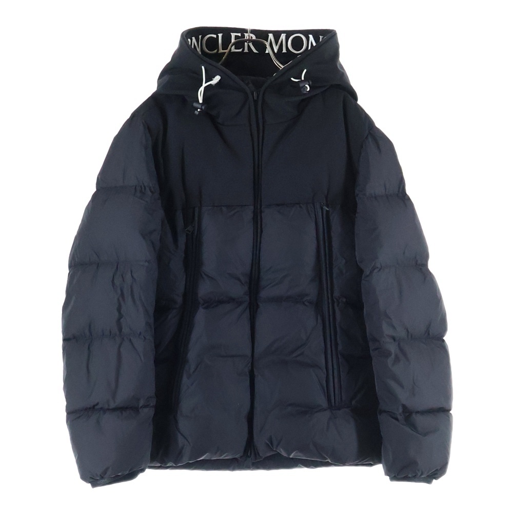 18AW MONTCLAR モンクラー ワッペン ロゴ刺繍 フーデッド ジップアップ ダウンジャケット ブラック D20914132085 68352 Sランク