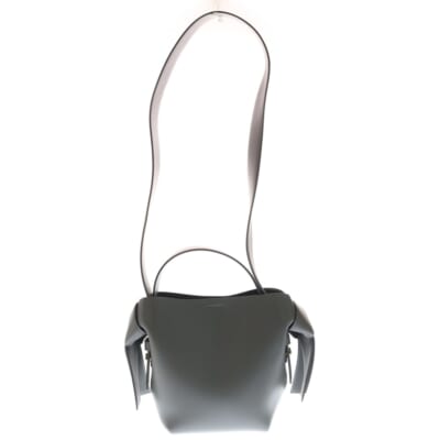 MUSUBI MICRO LEATHER BAG ムスビ マイクロ 2WAY レザー ショルダー ハンドバッグ レディース グレー Sランク