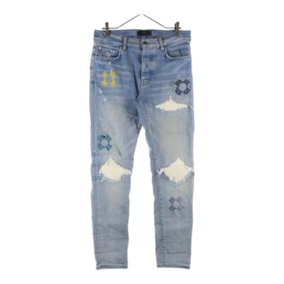 ダメージ加工デニムパンツ スキニーパンツ インディゴブルー AMDNSY1121 Bランク