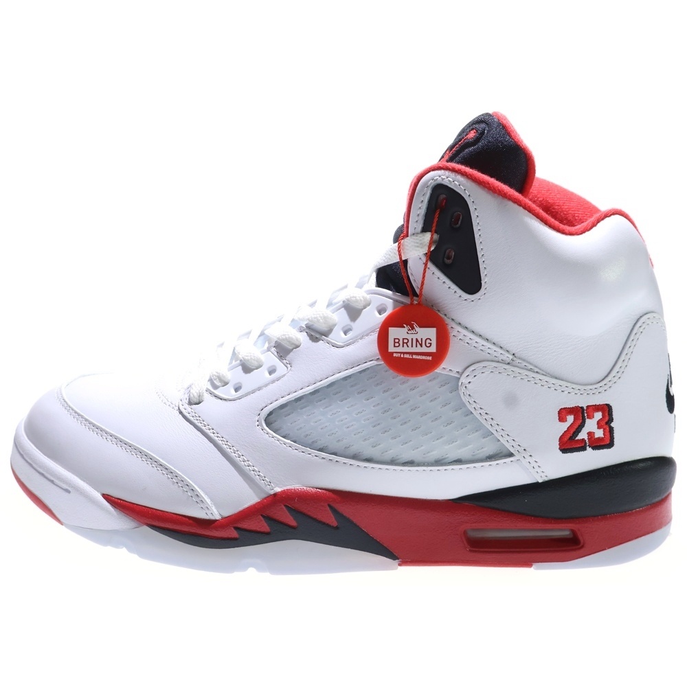 AIR JORDAN 5 FIRE RED BLACK TONGUE エア ジョーダン5 ファイヤー レッド ブラックタン ハイカットスニーカー ホワイト HQ7978-101 US11/30.0cm Sランク