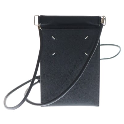 4ステッチ グレイニーレザー スマートフォンフォルダー ショルダーポーチ ブラック SA1VZ0002 Aランク