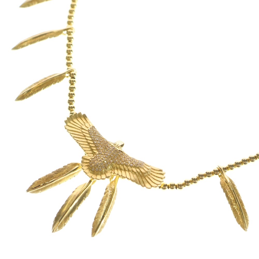 アイファニー K18YG イーグル フェザー ダイヤネックレス イエロー