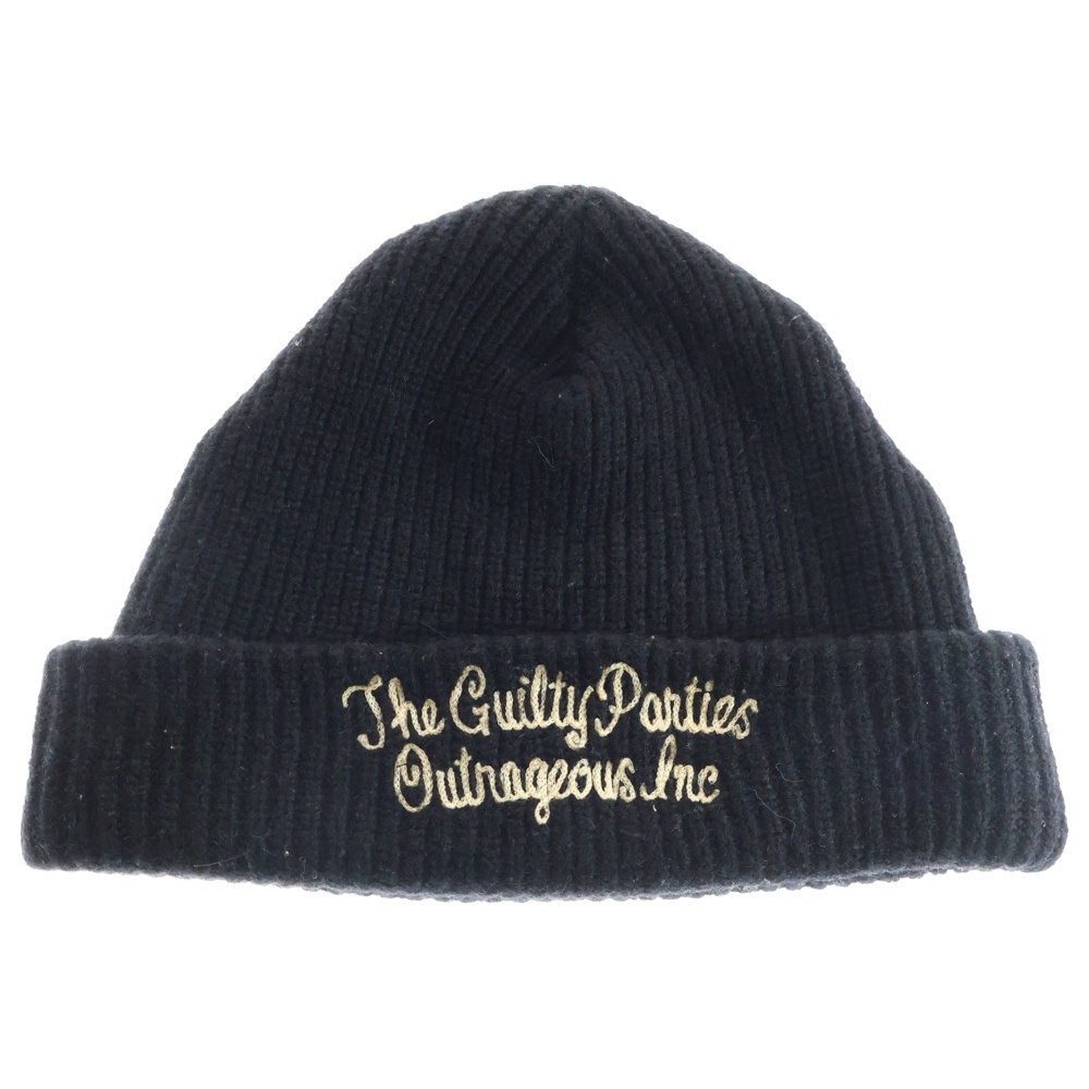 10AW 刺繍デザインニット帽 ビーニー ブラック 10AW-CAP-02 Bランク