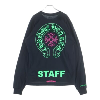 CH L S 1 STAFFバックホースシュープリント長袖カットソー ブラック Bランク