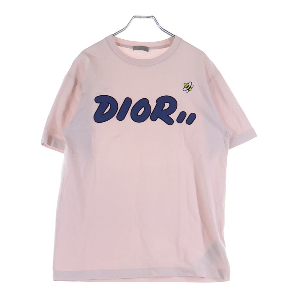 19SS ×KAWS BEE LOGO TEE カウズ ロゴ Tシャツ ハチ刺繍 クルーネック 半袖Tシャツ カットソー ピンク 923J611X1241 Aランク