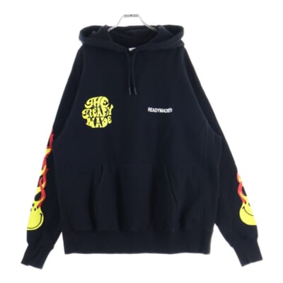 Smile Hoodie 両面プリント アームフレイムプリント プルオーバーパーカー ブラック RE-CO-BK-00-00-106 Bランク