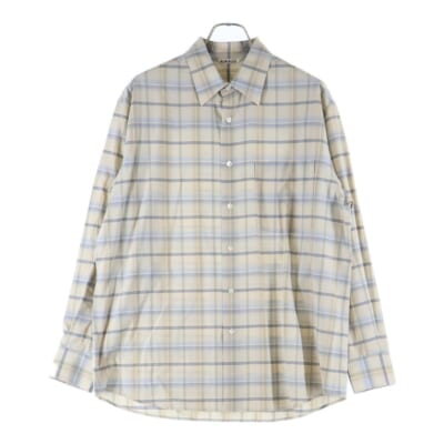 24SS SUPER LIGHT WOOL CHECK SHIRT スーパーライト チェック ウール 長袖シャツ ベージュ A24SS01LC Aランク