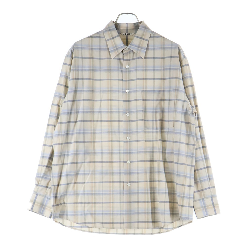 24SS SUPER LIGHT WOOL CHECK SHIRT スーパーライト チェック ウール 長袖シャツ ベージュ A24SS01LC Aランク