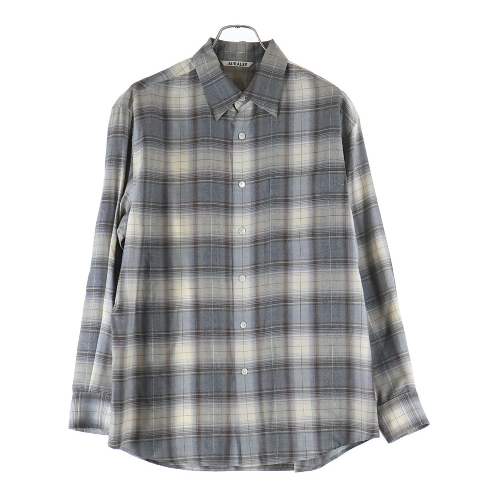 22AW SUPER LIGHT WOOL CHECK SHIRT スーパーライト チェック ウール 長袖シャツ グレー A22AS01LC Aランク