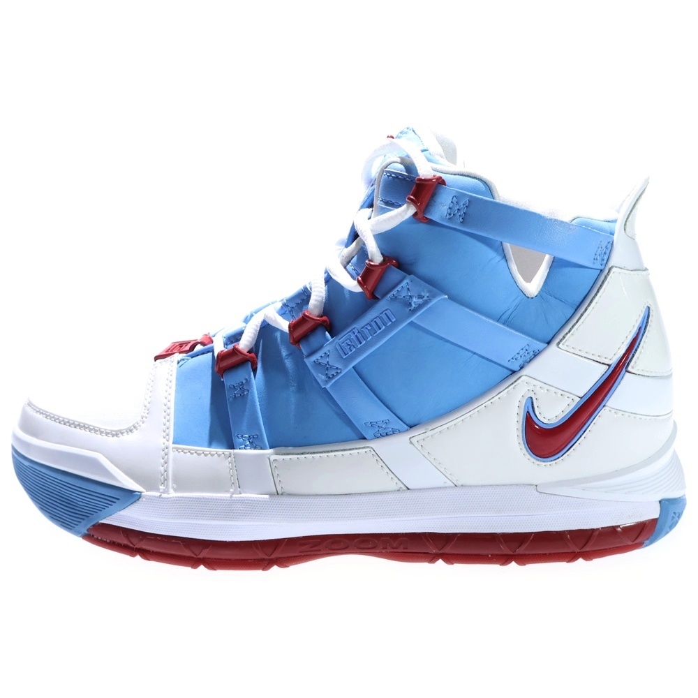 ZOOM LEBRON 3 QS ズーム レブロン 3 QS ハイカットスニーカー ホワイト/ブルー US10/28cm AO2434-400 Bランク