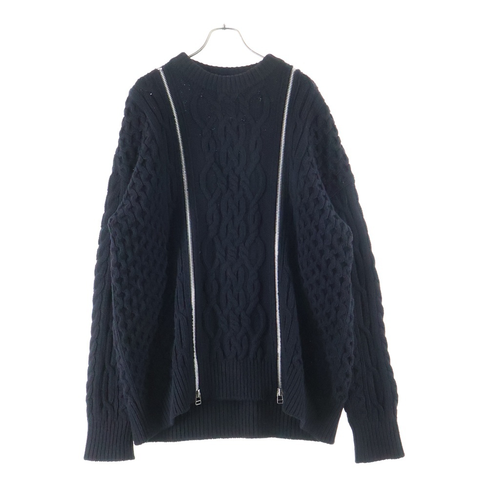 ZIPPED FISHERMAN KNIT SWEATER ダブルジップフィッシャーマン長袖ニットセーター ブラック 4B003-0522-39 Aランク