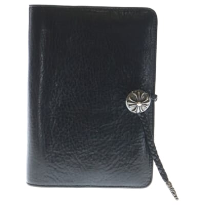 AGENDA アジェンダ クロスボールボタンレザーブックカバー ブラック/シルバー Bランク