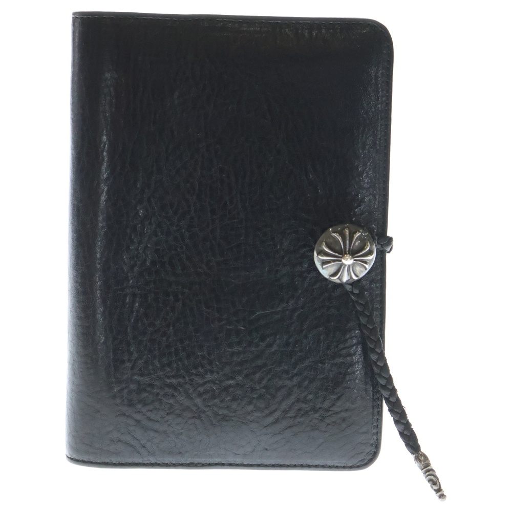 AGENDA アジェンダ クロスボールボタンレザーブックカバー ブラック/シルバー Bランク