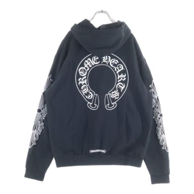 HORSESHOE PULLOVER HOODIE ホースシュープリント アームフローラル プルオーバースウェットパーカー フーディ ブラック Bランク