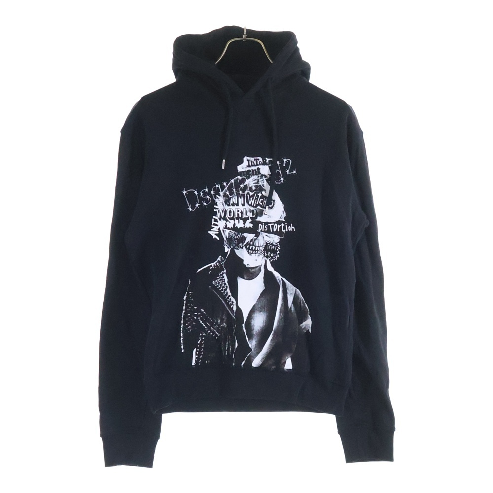 フロントプリント プルオーバーパーカー ブラック Bランク