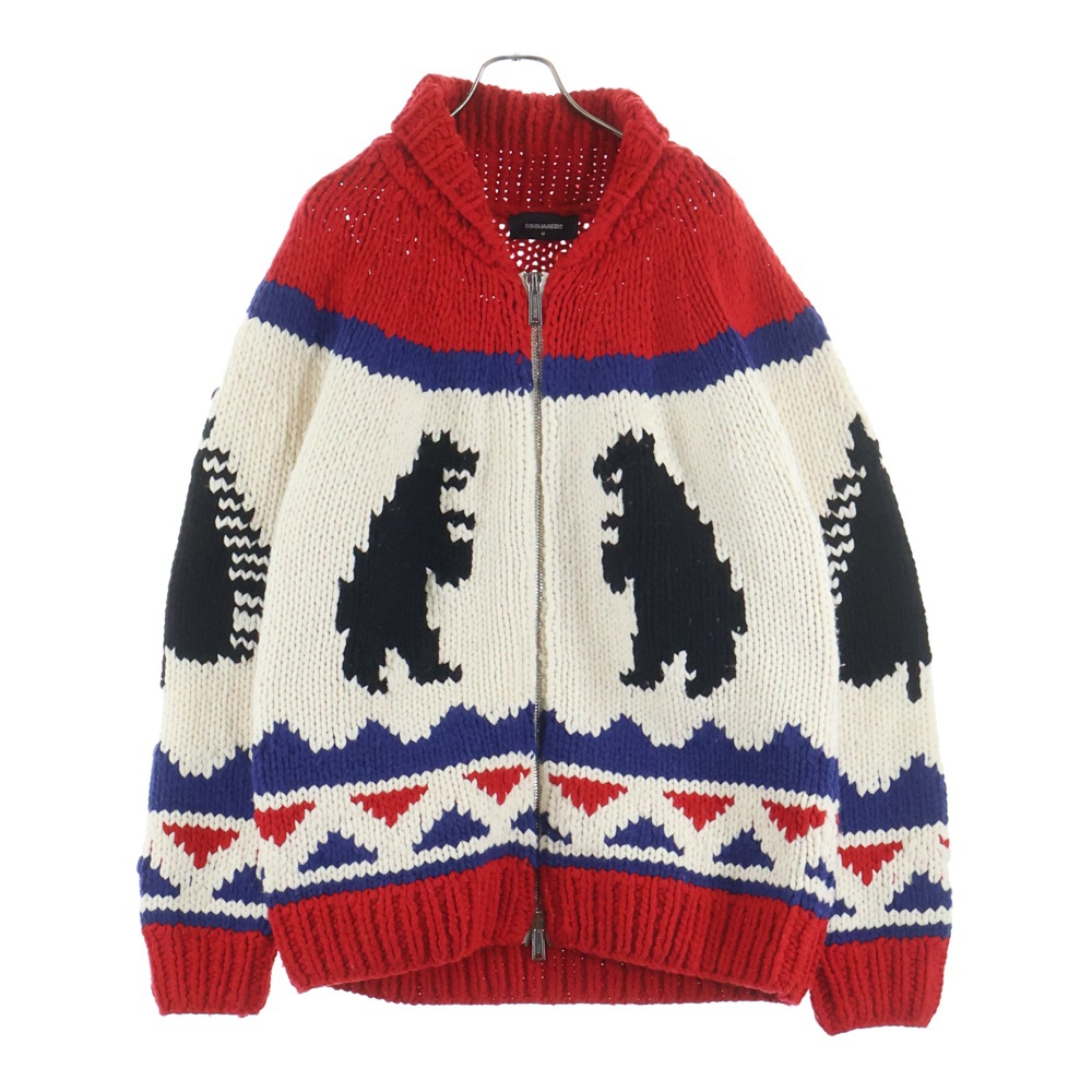 21AW ZIP-UP KNITTED SWEATER ウールニット ジップアップカーディガンジャケット マルチカラー S71HA1098 S17816 Bランク