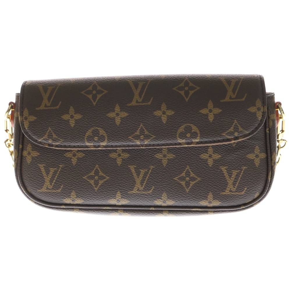 モノグラム ウォレット・オン・チェーン・アイビー ショルダーバッグ ミニバッグ ブラウン レザー×PVC M81911 ゴールド金具 Aランク