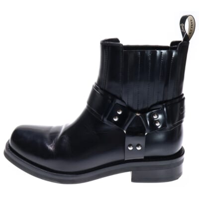 カマルグ トリオンフ バイカー サイドゴア スクエアトゥ リング チェルシー ショートブーツ ブラック Bランク