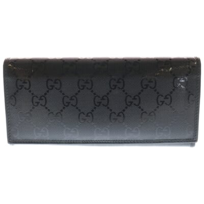 GGインプリメ 二つ折り長財布ロングウォレット カードケース ブラック PVC レザー 244995 Aランク