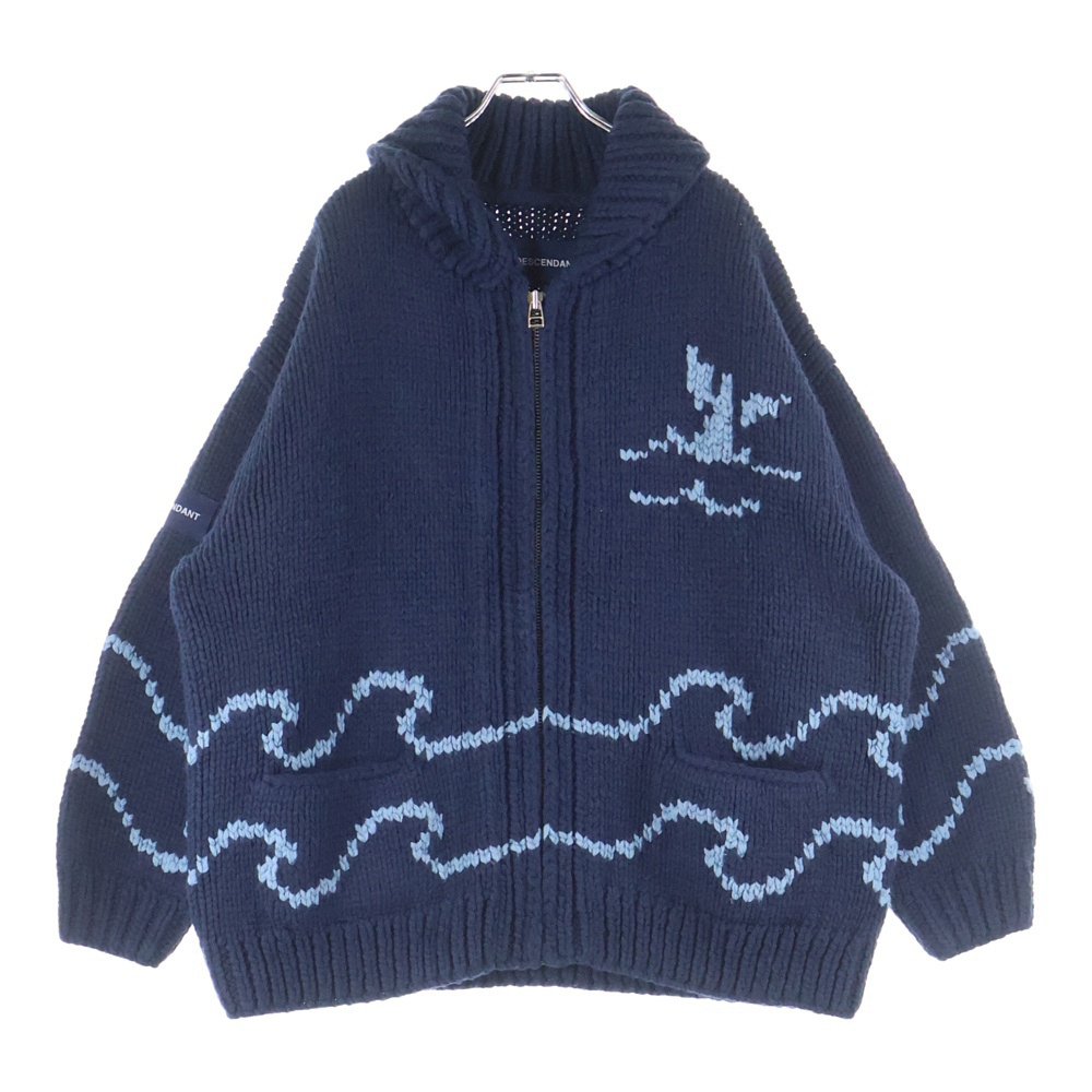 CACHALOT COWICHAN SWEATER カウチン ジップアップ ニット セーター ブルー Sランク