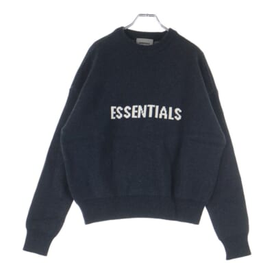 KNIT SWEATER ロゴクルーネックニットセーター グレー Sランク