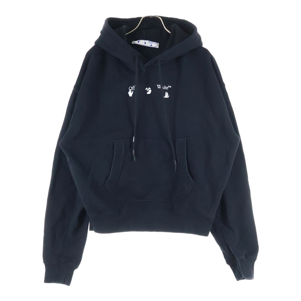 21SS Hoodie ロゴプリント プルオーバースウェットパーカー フーディー ブラック OMBB073S21FLE001 Aランク