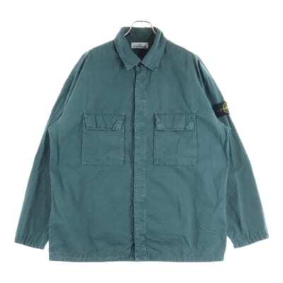Overshirt ロゴワッペン ウォッシュド加工 長袖シャツ グリーン 7815115WN Aランク